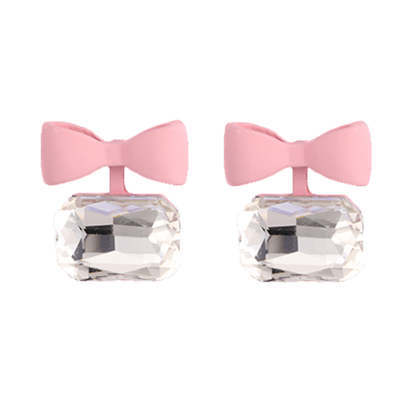 Pink Crystal Bow Earrings$0.7~1.2