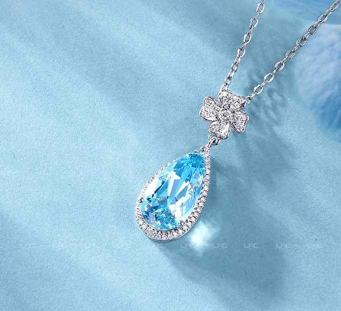 Sea Blue Gemstone Pendant Necklace NTB050