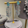 Blue Stone Tassel Earrings ETB002