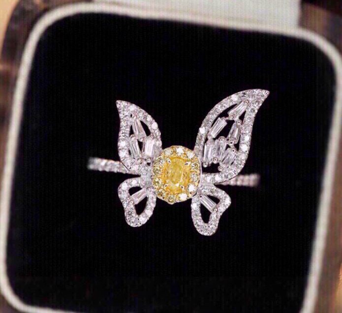 Yellow Diamond Butterfly Ring RTB113