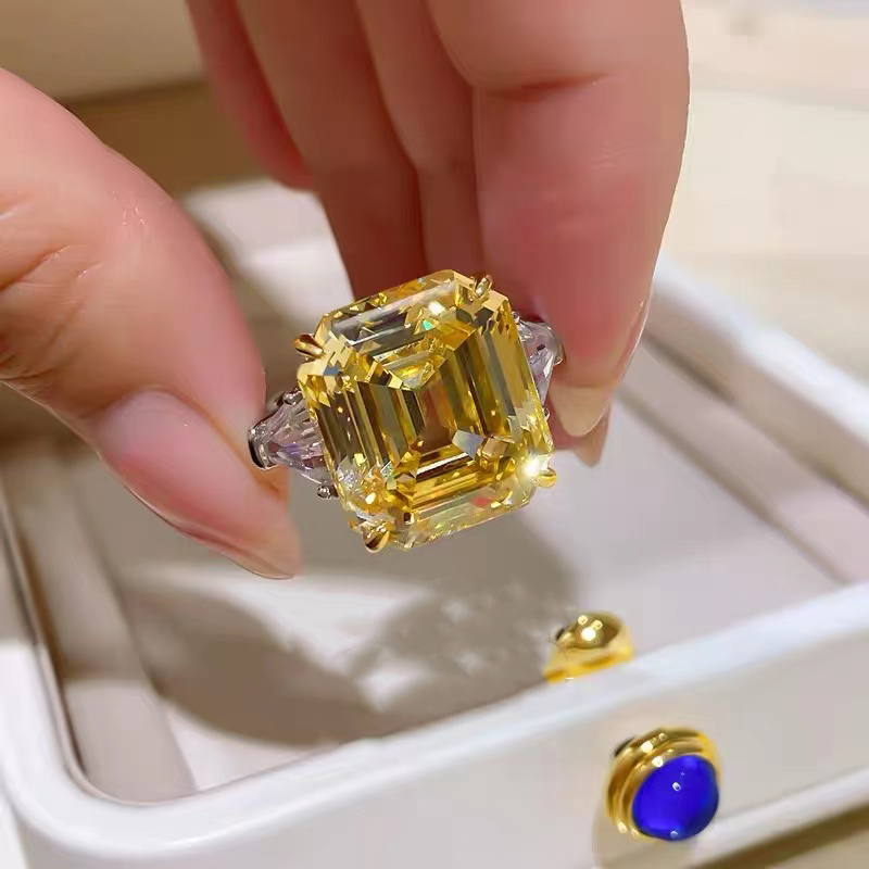 Emerald Cut Yellow Gemstone Big Ring RTB016