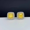 Square Bling Yellow Drill Stud Earrings ETB020