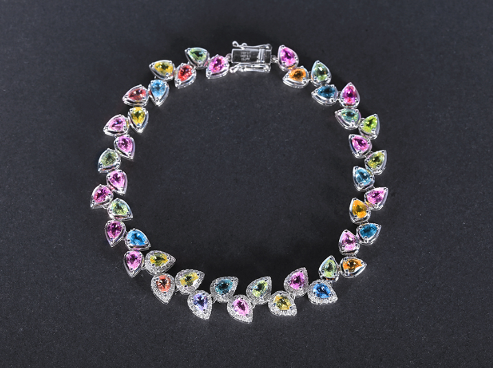 Multi-color Gemstone Rainbow Bracelet BTB008
