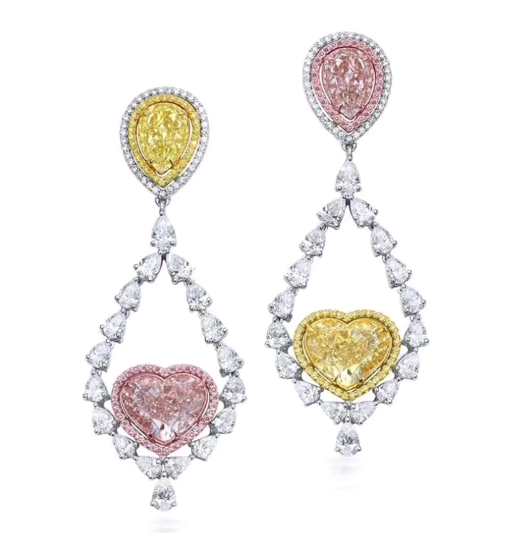 Love and Water-drop Shape Colored Gemstone Earrings ETB085