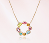 Colored Gemstone Ring Pendant Necklace NTB078