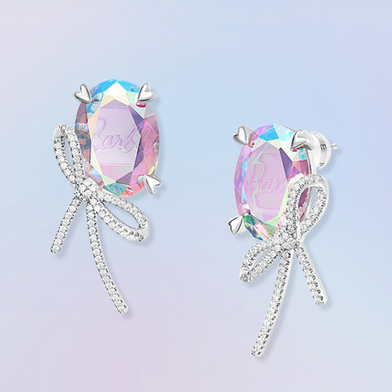 Aurora Silk Ribbon Stud Earrings With Bowknot ETB041