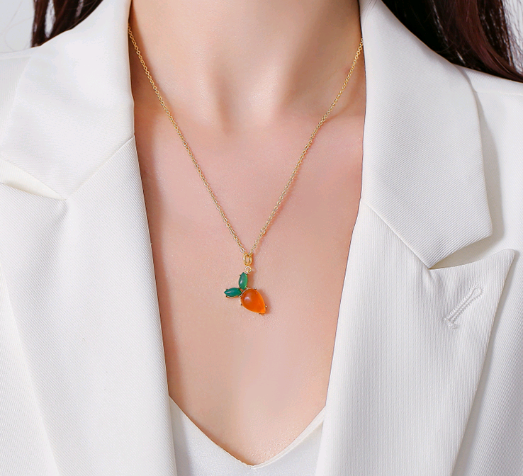 Ruby Pendant Butterfly Inset Drill Long Necklace NTB085