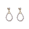 Cubic Zirconia Oval Pearl Decorated Fashion Earrings