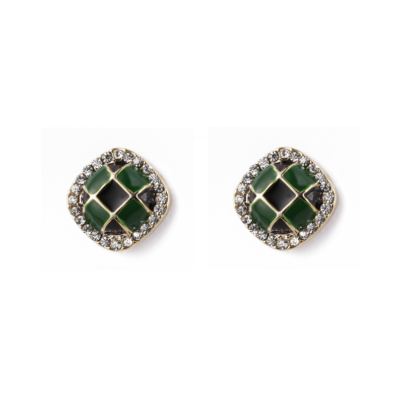 Cubic Zirconia Enamel Earrings 