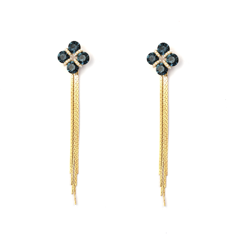 Green Cubic Zircon Tassel Earrings