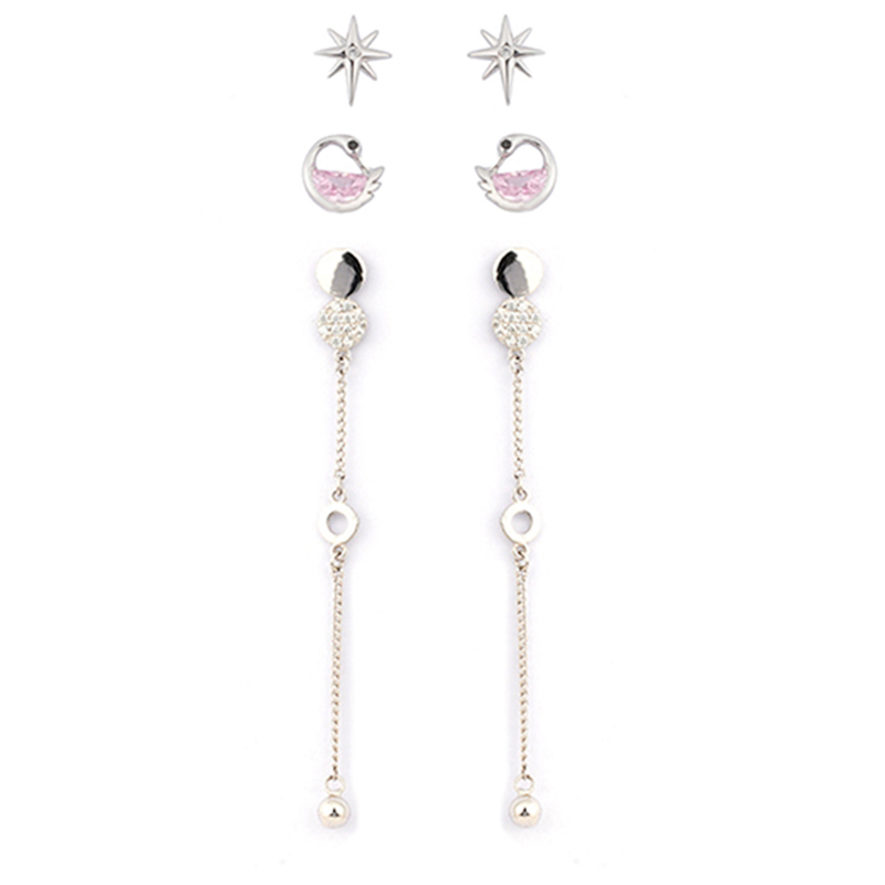 In-stock 3-pair Suits Cz Earrings$2.85~3.3
