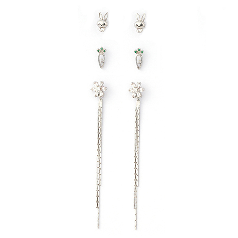 In-stock 3-pair Suits Cz Earrings$2.61~3.1