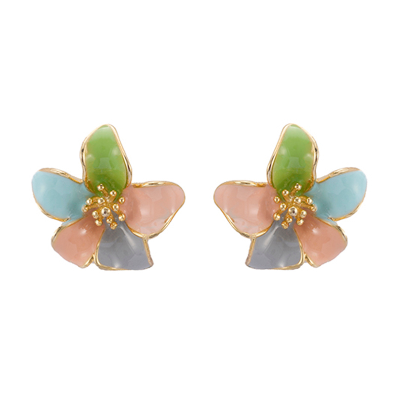 In-stock Multicolor Enamel Floral Earrings