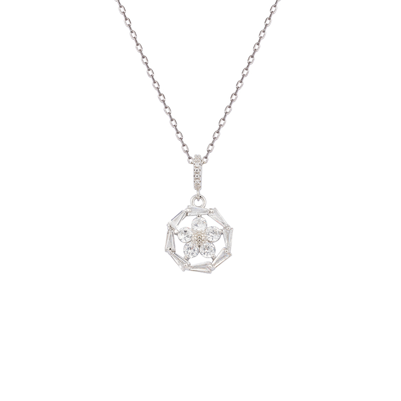 Blossom Charm Necklace with Cz