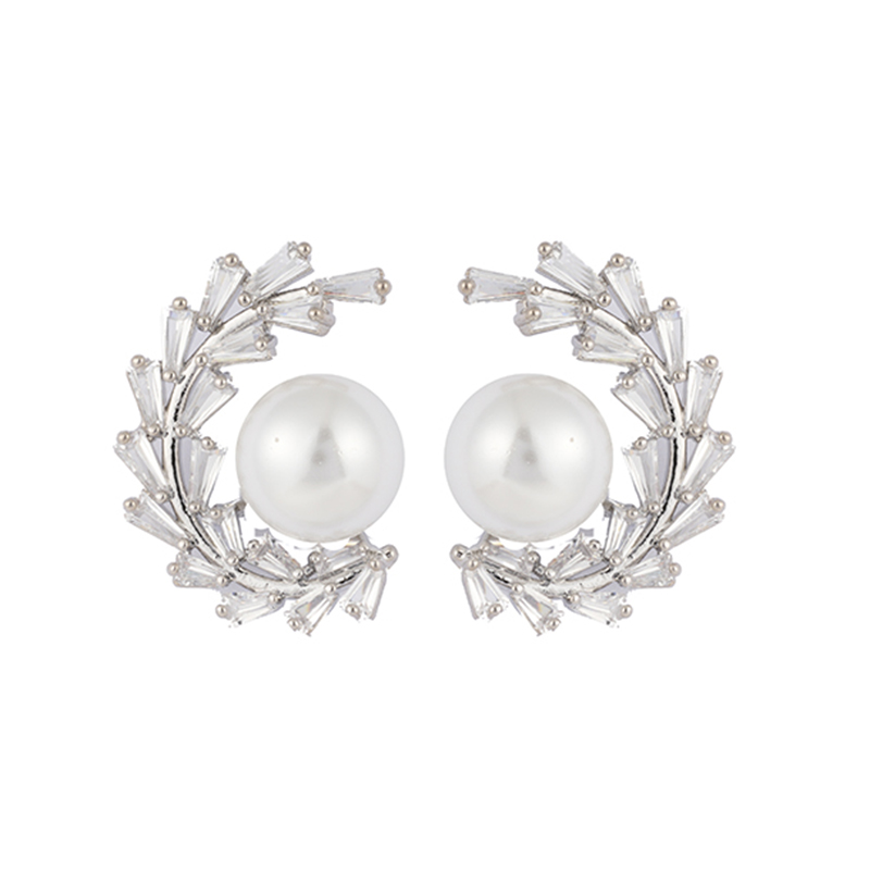 Pearl Earrings Zirconia Decor $2.77-3.27