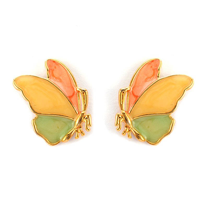 In-stock Butterfly Multi-color Enamel Earrings$1.0~1.5