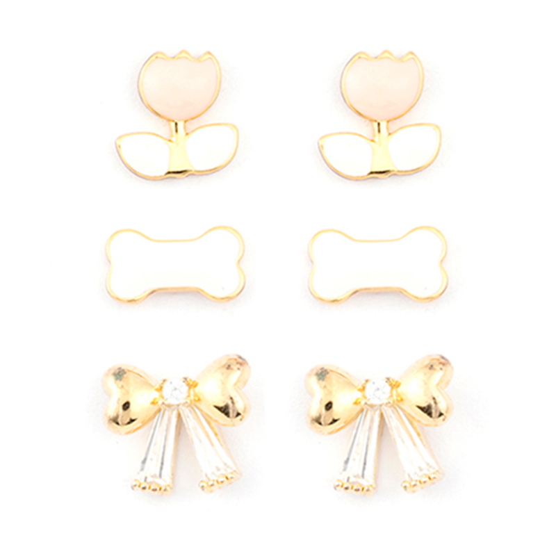 In-stock 3-pair Suits Cz Earrings$2.03~2.5