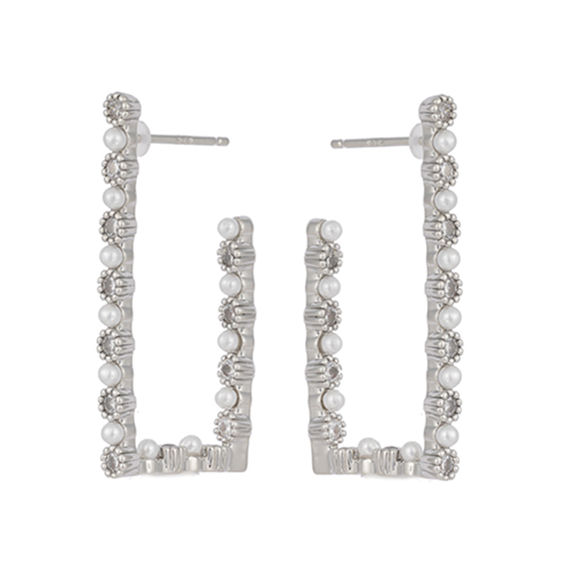 Rectangular Personalized Pearl Cz Earrings Negotiable Price $1.98-2.48