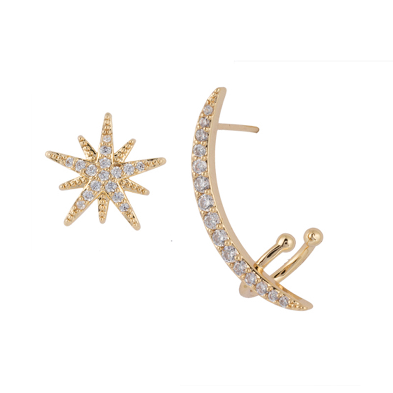 In-stock Stars And Moon Cz Earrings