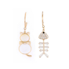 simple cat and fish drop cz Earrings  with gold $2.7-$3.1