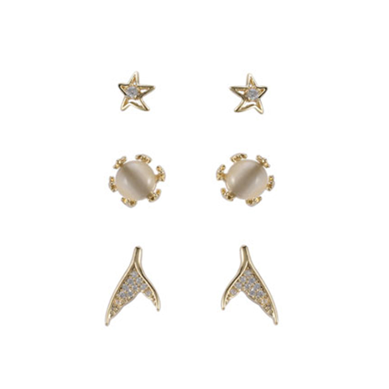 In-stock 3-pair Suits Cz Earrings$1.9~2.4