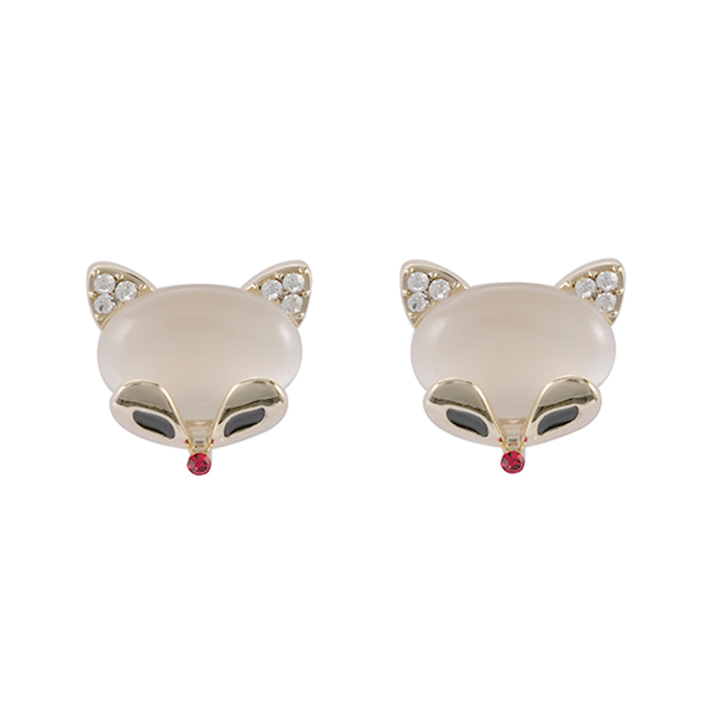 Semi-precious Stone Fox Stud Earrings