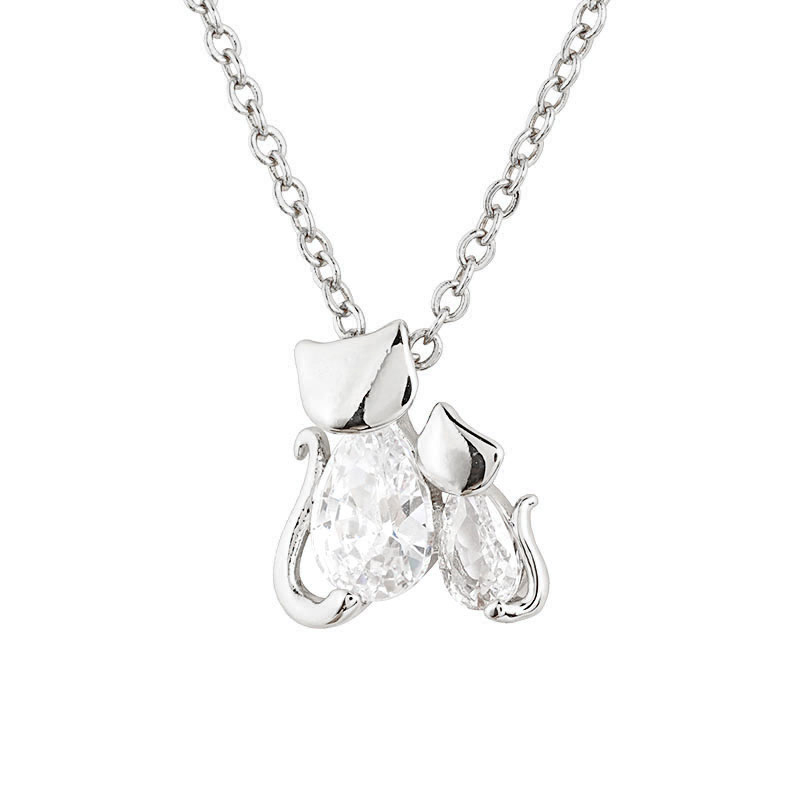 Cat Mother And Son Charm Necklace