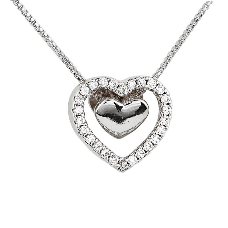 Cubic Zirconia Heart Charm Necklace
