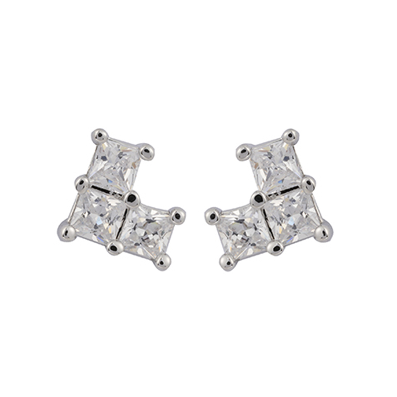 in-stock 3-square cubic zirconia earring