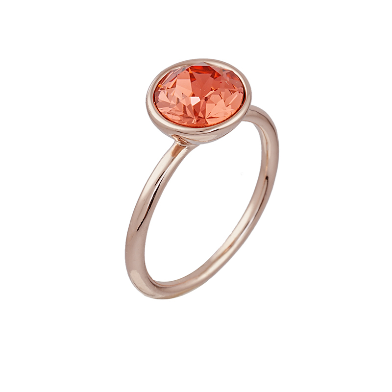 Rose Gold Plated Sul Color Glass Crystal Ring