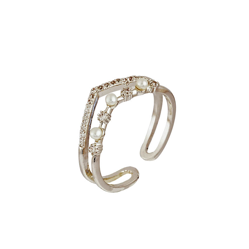 Open-end pearl and CZ Ring 2R02631