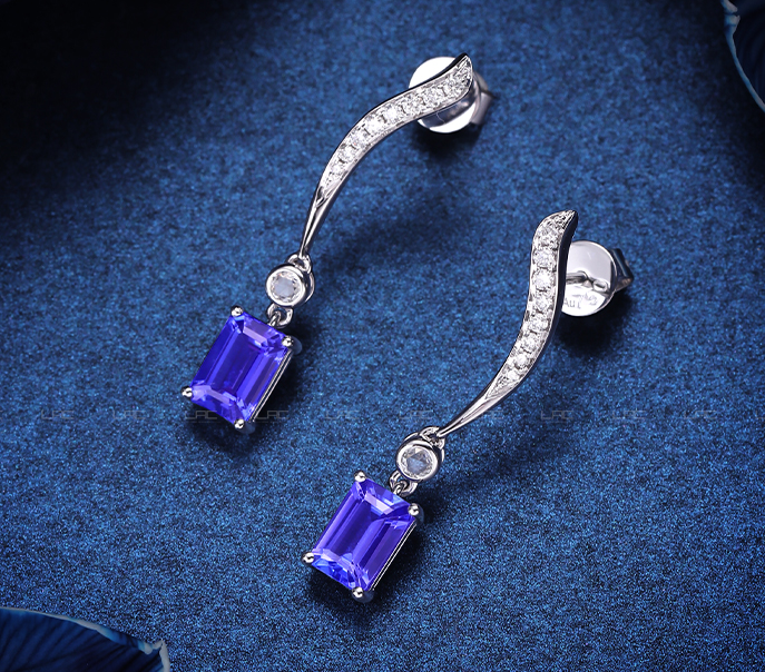 Purple Square Stone Drop Earrings ETB049