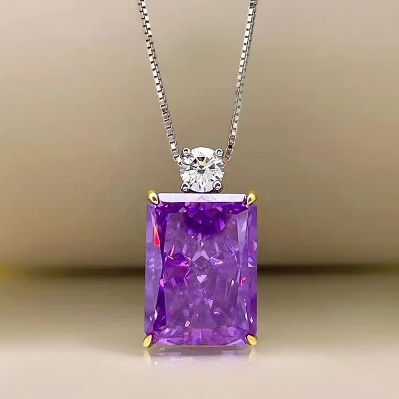 Super Flash Purple Big Gemstone Necklace NTB026