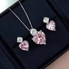 Pink Love Crystal CZ Pendant Necklace and Earrings Set STB018