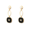 Enamel Painted Pearl And Cz Fashion Earrings 