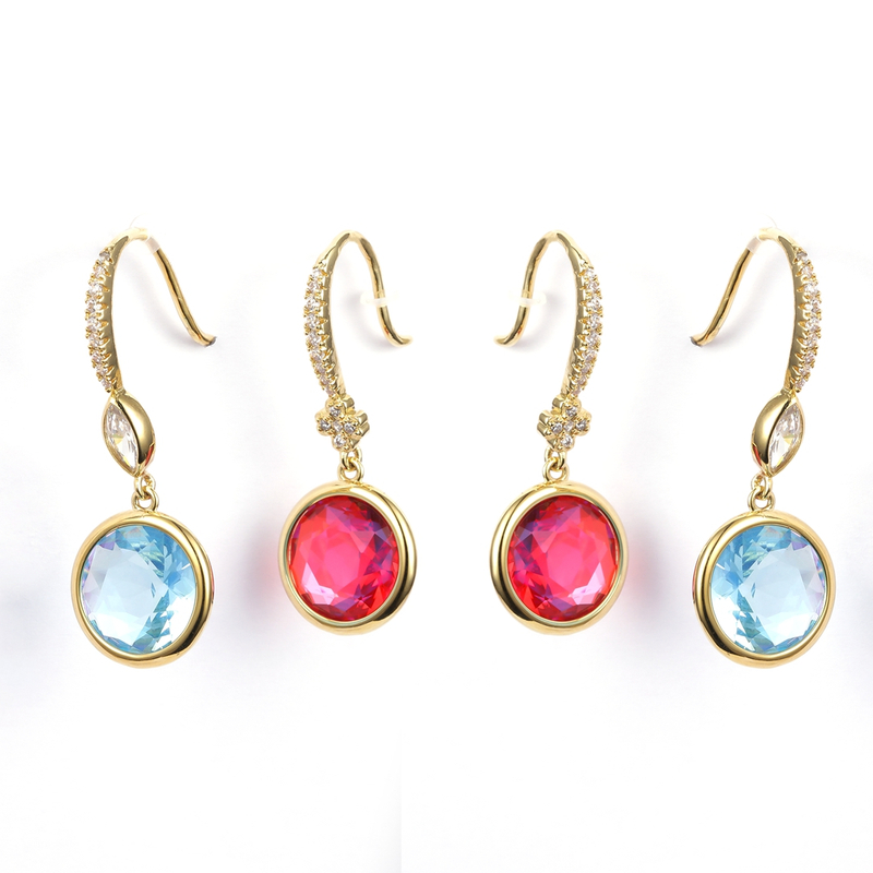 Jewelry Factory Supply Colorful Rhinestone Hook Earrings Cz Decorated