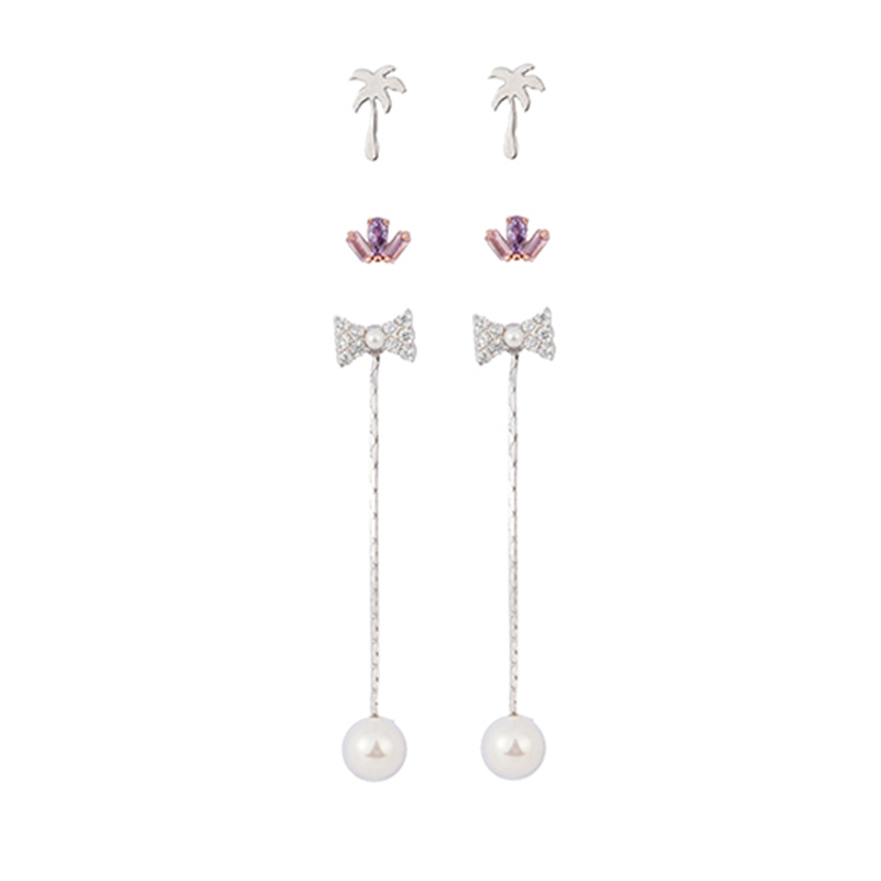 In-stock 3-pair Suits Cz Earrings$2.72~3.2