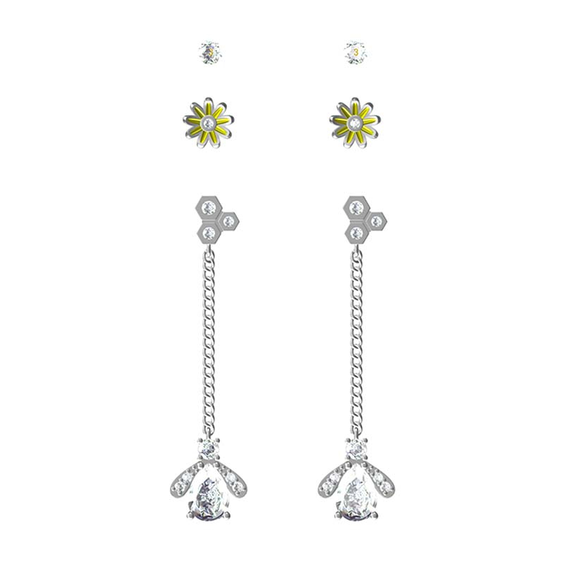 In-stock 3-pair Suits Cz Earrings$2.6~3.1
