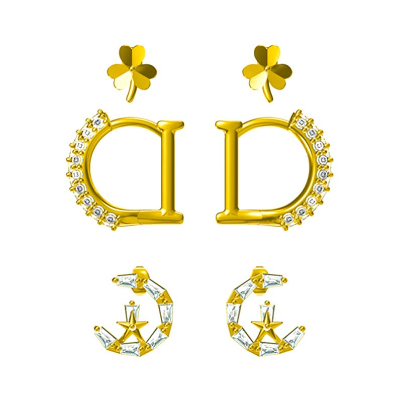 In-stock 3-pair Suits Cz Earrings$2.81~3