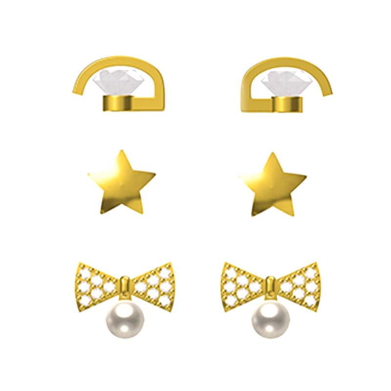In-stock 3-pair Suits Cz Earrings$1.98~2.4
