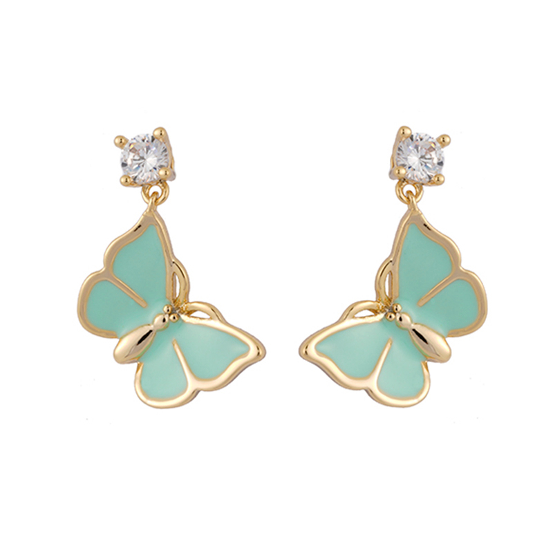 In-stock Butterfly Multi-color Enamel Earrings$1.3~1.8