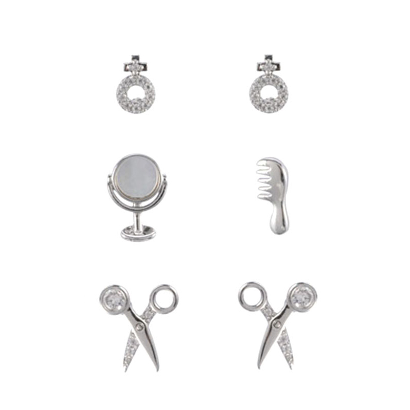 In-stock 3-pair Suits Cz Earrings$1.88~2.3