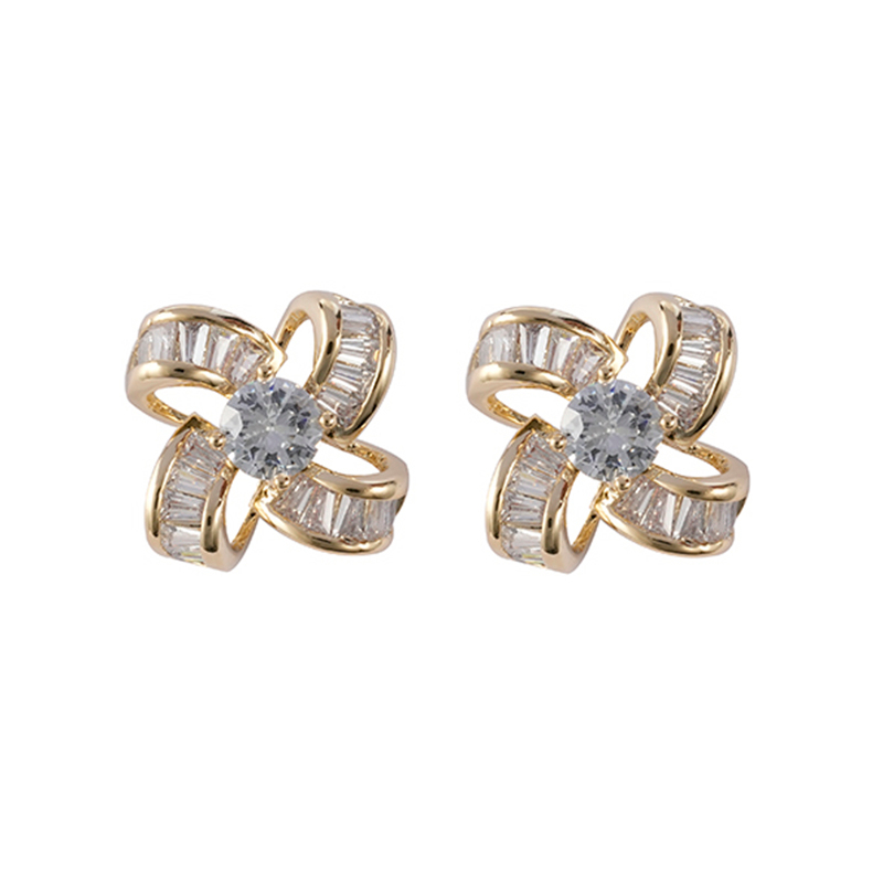 Pinwheel Shaped Cz Earrings Available