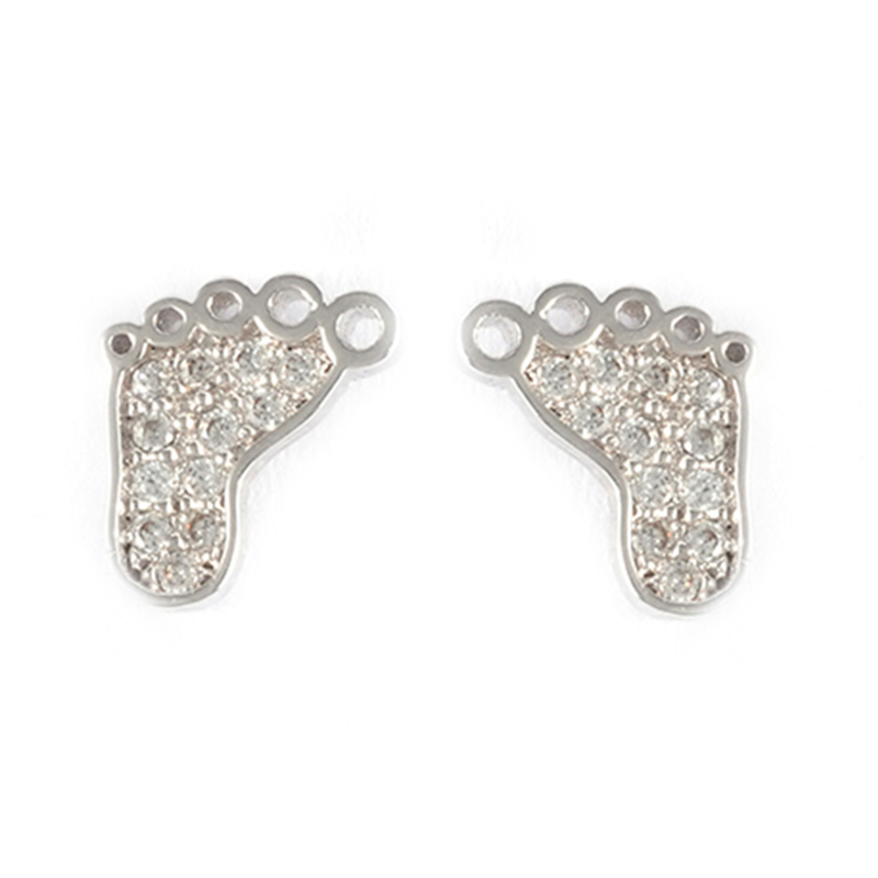  Footprint Cz Earrings