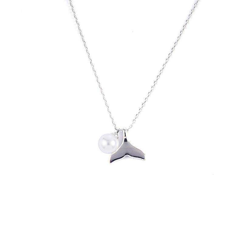 Mermaid Tail Pearl Charm Necklace