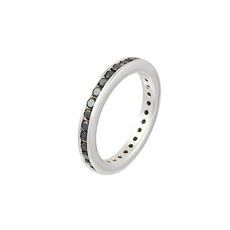 Black Glass Crystal Ring 