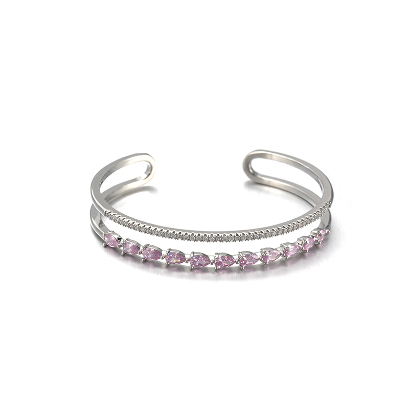Fashion styles open Bangle with pink stone $5.0-$5.6