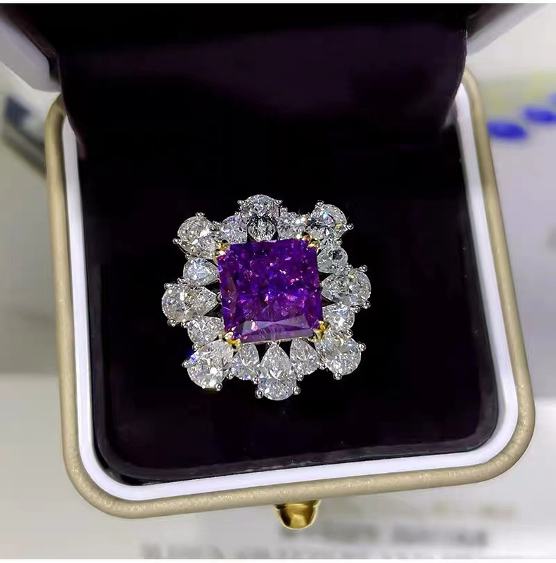 Grape Purple Gemstone Flower Ring RTB033