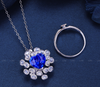 Blue Love Gemstone Pendant Necklace and Ring Set STB024