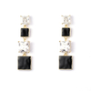 Black Enamel Mixes White Cz Fashion Earrings 